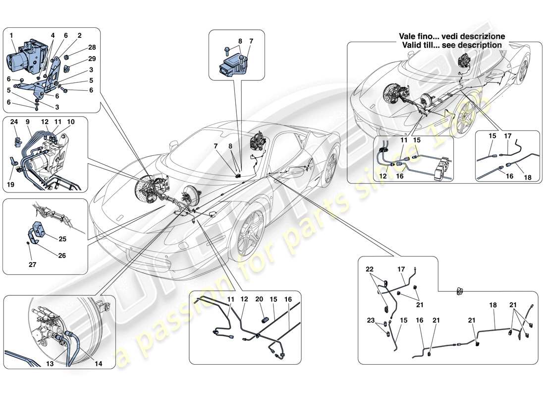 ferrari 458 italia (rhd) bremssystem teilediagramm
