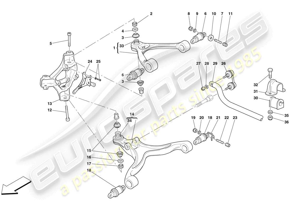 ferrari 612 sessanta (europe) vordere aufhängung - lenker und stabilisator teilediagramm