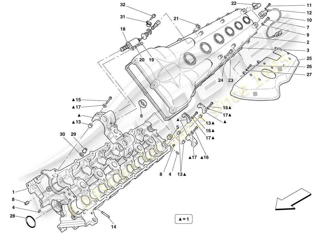 ferrari 599 gtb fiorano (usa) linker zylinderkopf teilediagramm