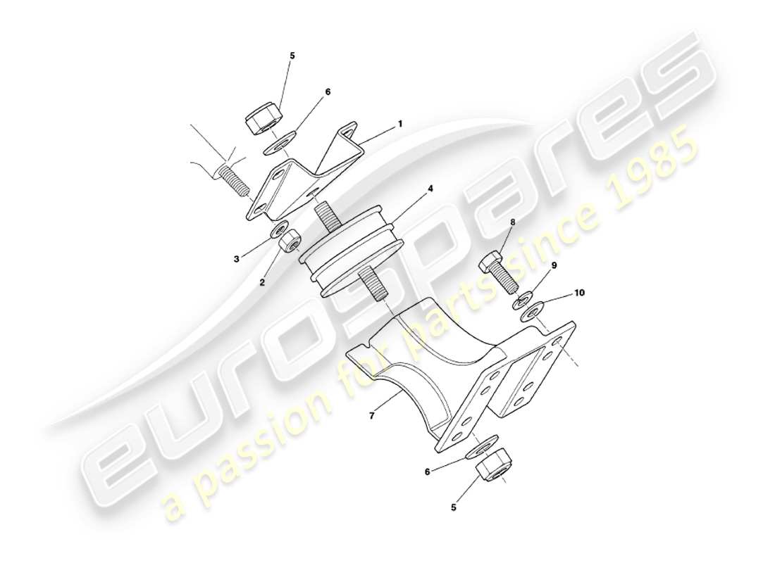 aston martin v8 coupe (1999) teilediagramm für motoraufhängungen