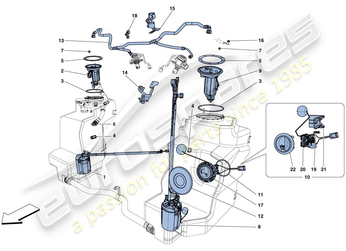ferrari 458 speciale aperta (usa) kraftstoffsystempumpen und -leitungen ersatzteildiagramm