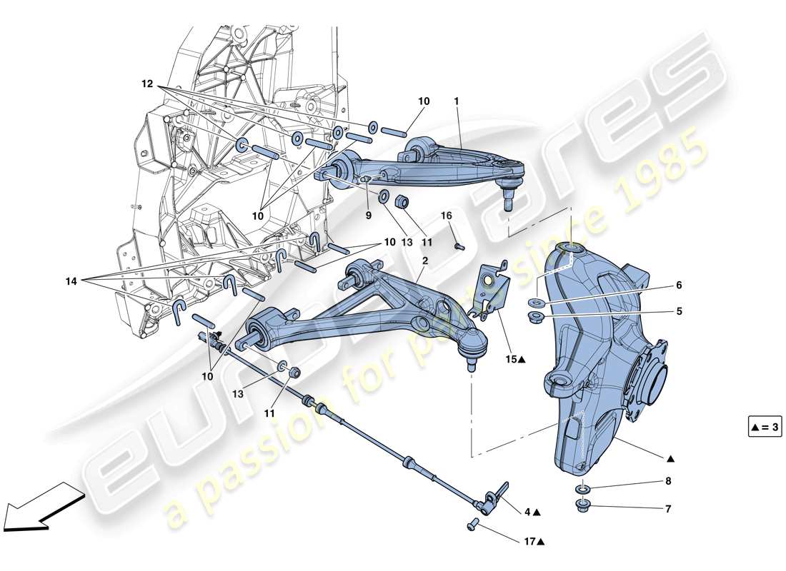 ferrari f12 berlinetta (rhd) vordere aufhängung - armseite ersatzteildiagramm