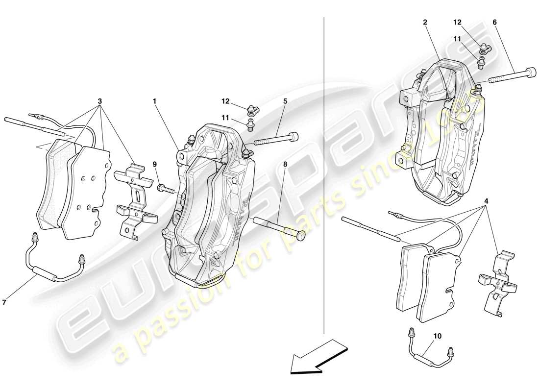 maserati mc12 vordere und hintere bremssättel teilediagramm