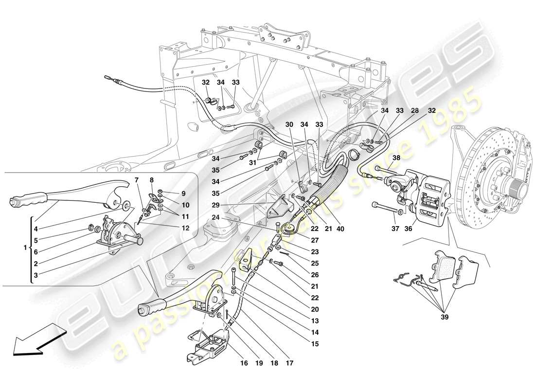 maserati mc12 handbremssteuerung und bremssattel teilediagramm