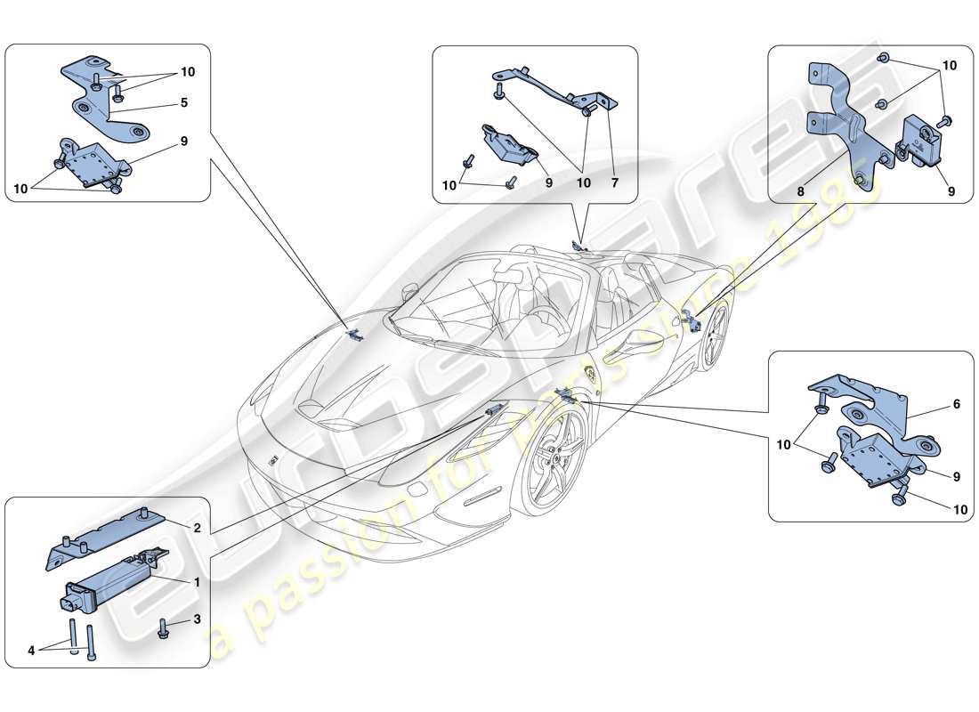 ferrari 458 speciale aperta (rhd) reifendruckkontrollsystem teilediagramm