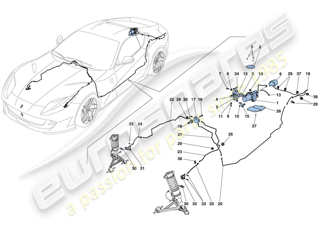 ferrari 812 superfast (usa) fahrzeughebesystem teilediagramm