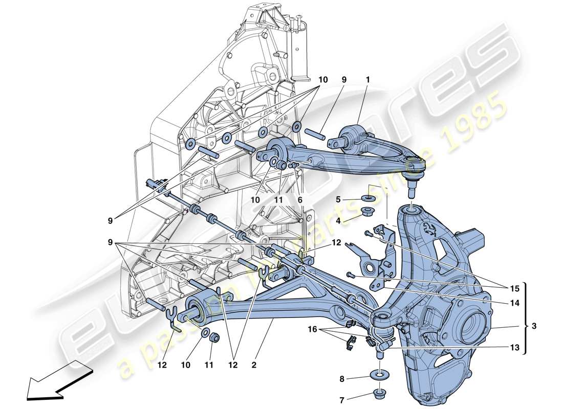ferrari 488 gtb (rhd) vordere aufhängung - armseite ersatzteildiagramm