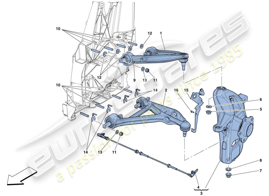 ferrari gtc4 lusso (rhd) vordere aufhängung - armseite ersatzteildiagramm