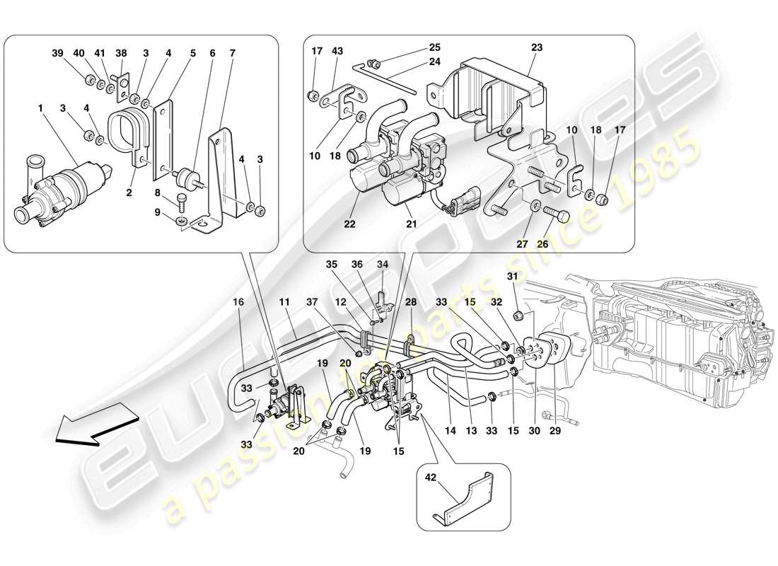 ferrari 599 sa aperta (usa) klimaanlage - wasserleitungen ersatzteildiagramm