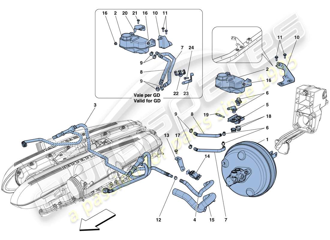 ferrari f12 tdf (rhd) servo-bremssystem - teilediagramm