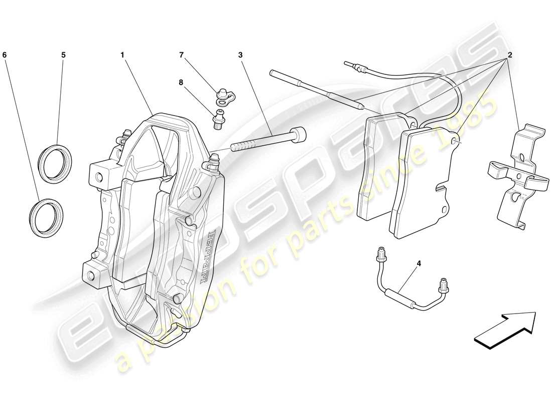 ferrari 599 gtb fiorano (usa) hinterer bremssattel ersatzteildiagramm