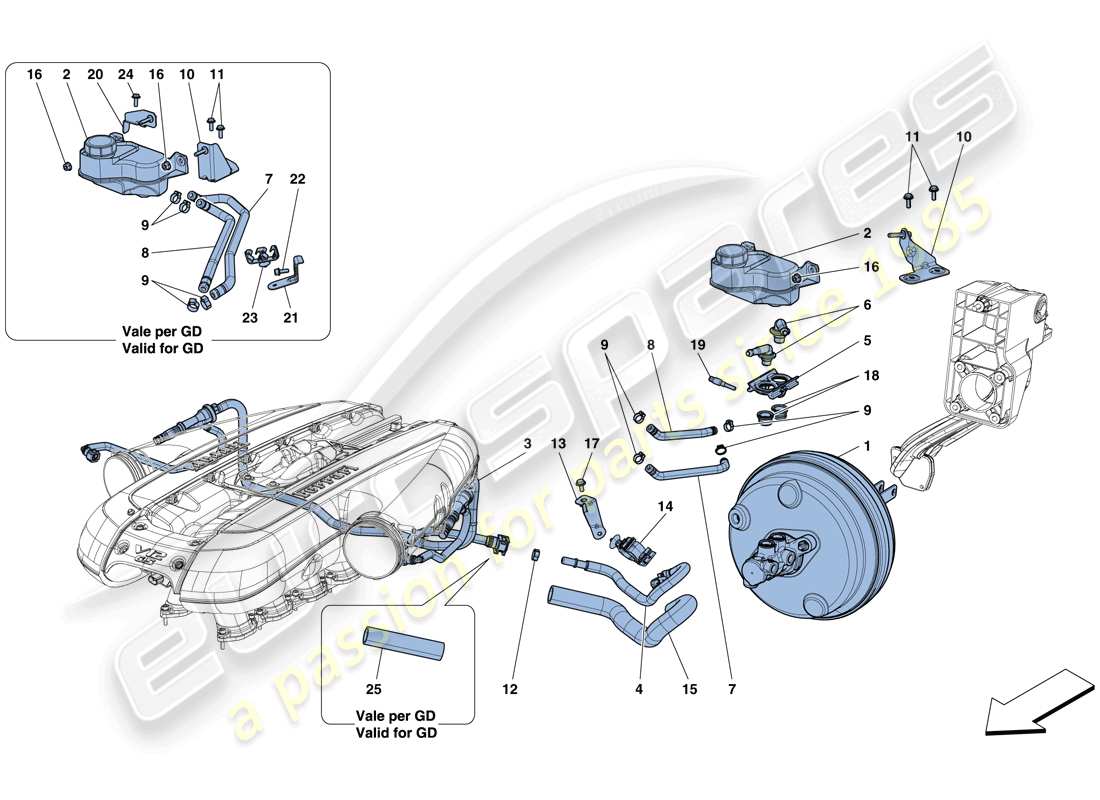ferrari 812 superfast (europe) servo-bremssystem - teilediagramm