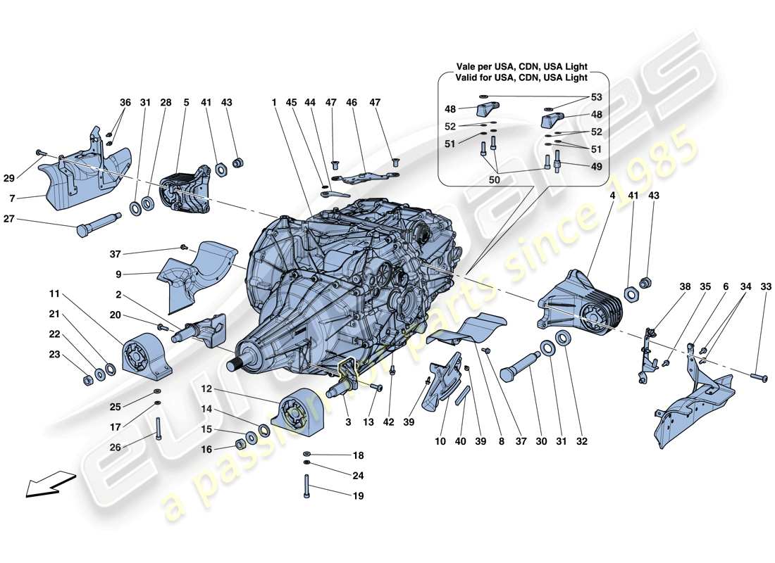 ferrari california t (rhd) getriebegehäuse teilediagramm