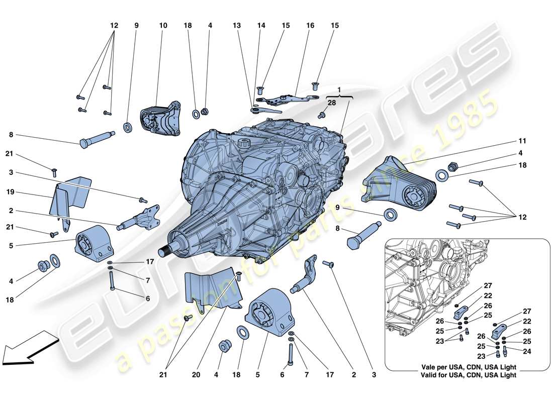 ferrari f12 berlinetta (europe) getriebegehäuse ersatzteildiagramm