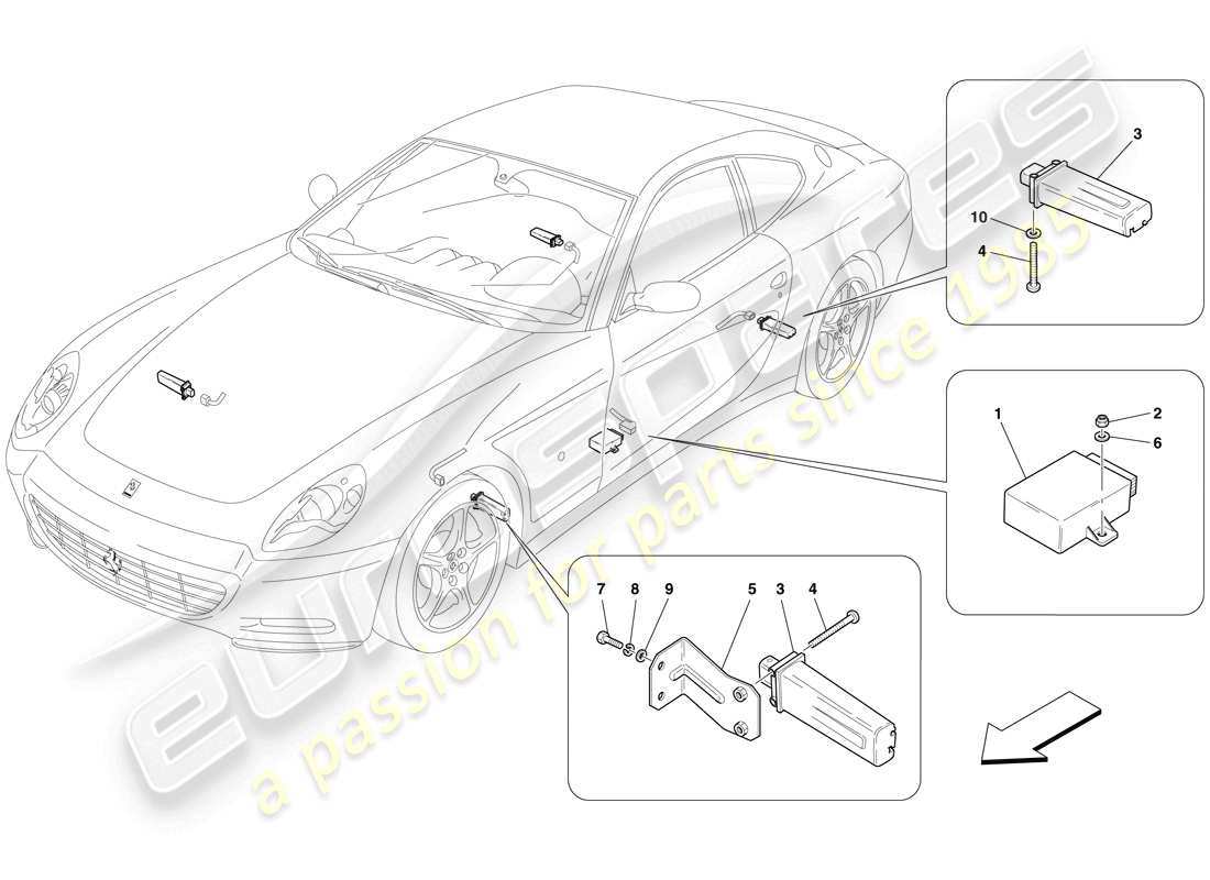 ferrari 612 sessanta (usa) reifendrucküberwachungssystem teilediagramm