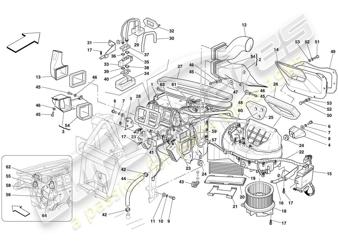 ferrari 599 gtb fiorano (usa) verdampfereinheit und steuerung teilediagramm