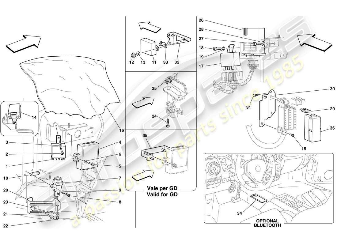 ferrari f430 coupe (europe) steuergeräte für den vorderen fahrgastraum teilediagramm