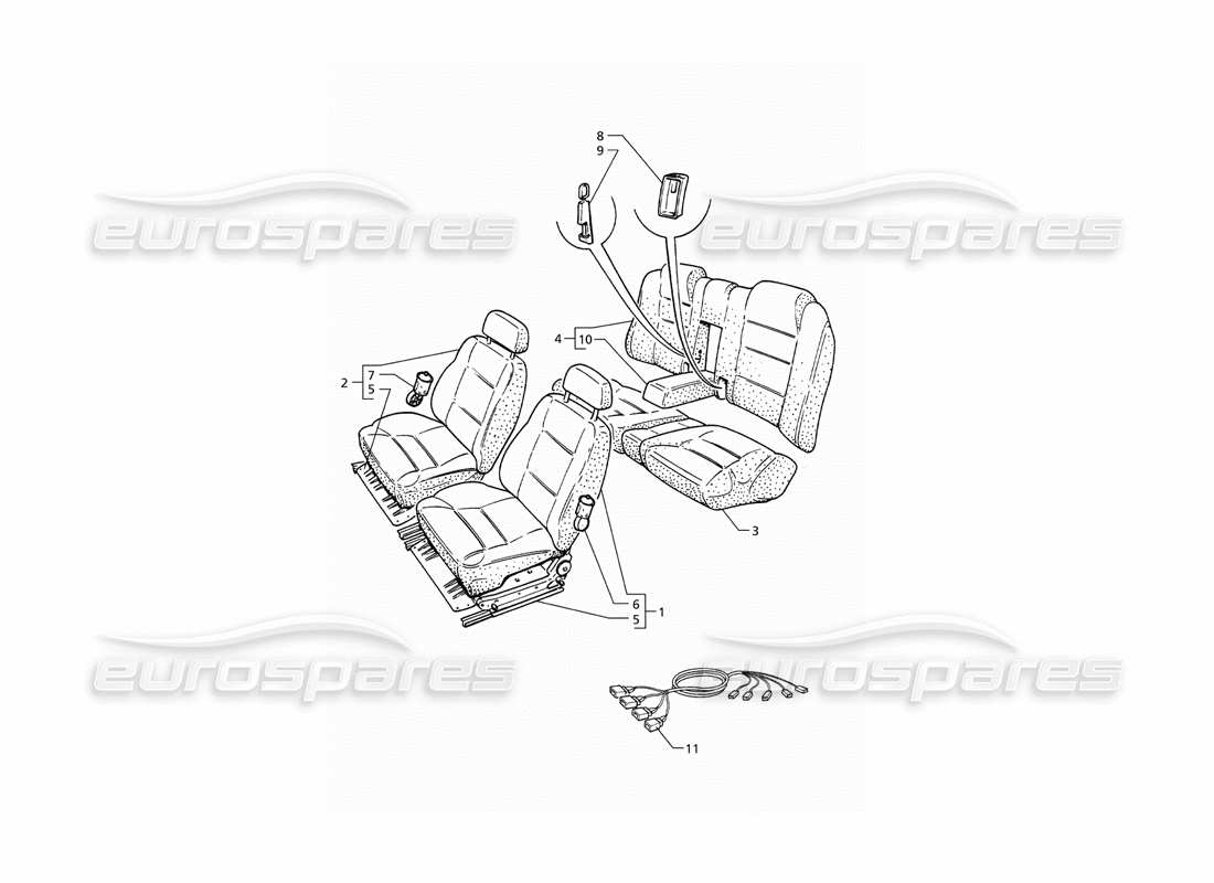 maserati qtp v8 (1998) sitze: strukturen und zubehör teilediagramm