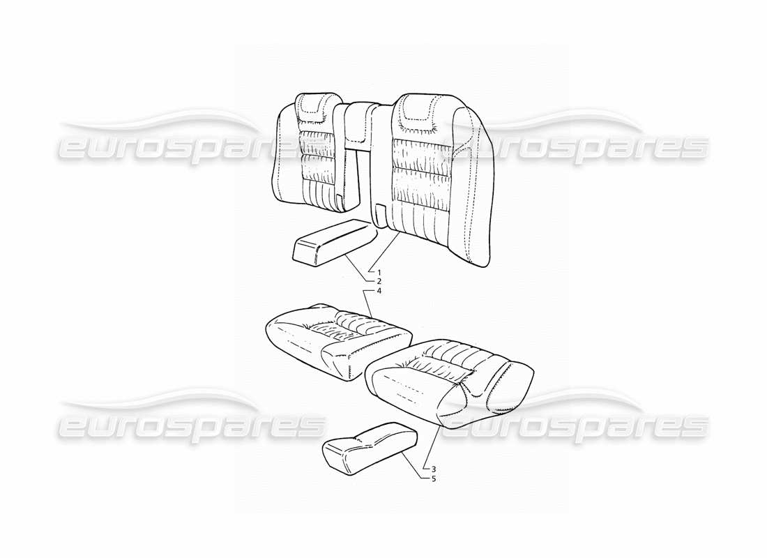 maserati qtp. 3.2 v8 (1999) teilediagramm für die rücksitzpolsterung