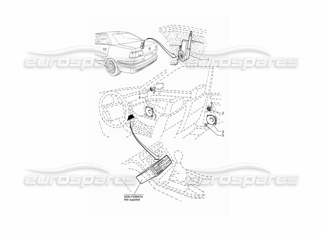 maserati qtp v8 (1998) teilediagramm des audiosystems