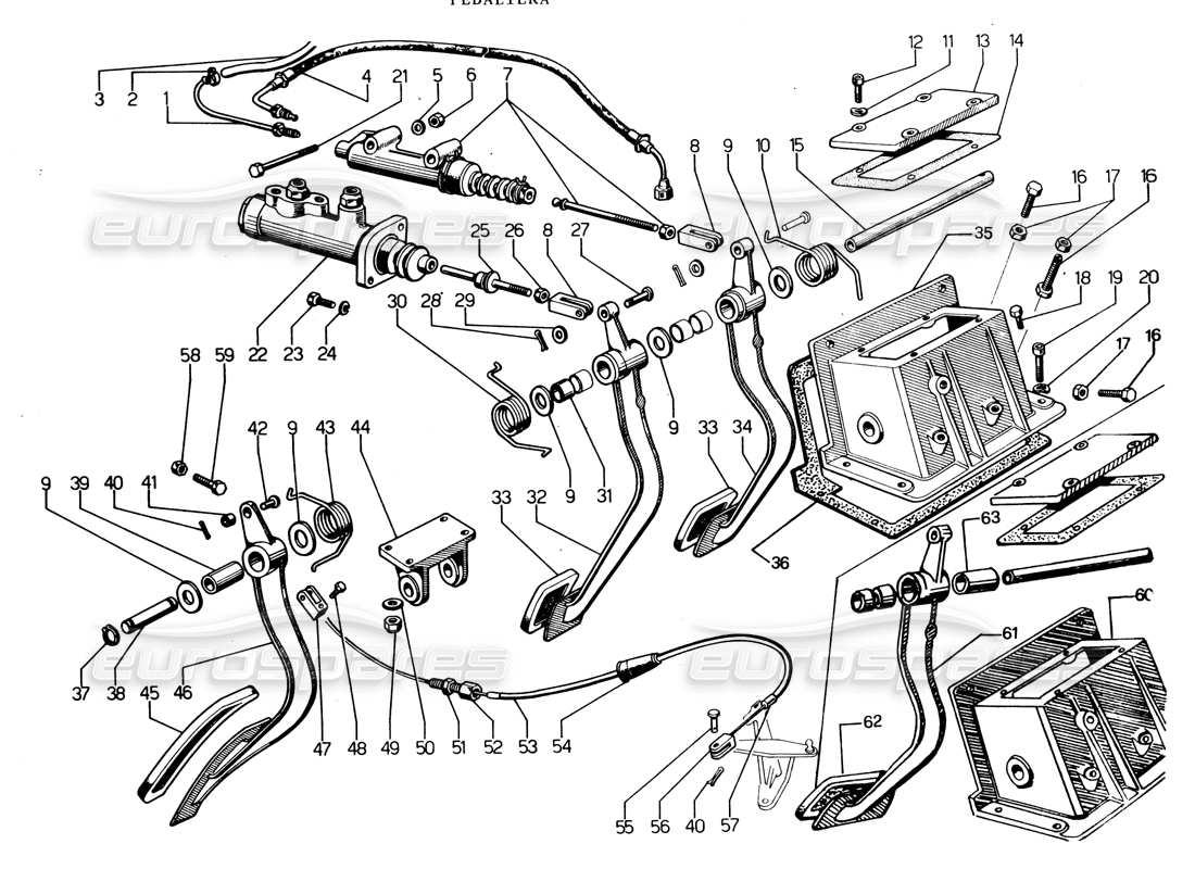 lamborghini espada pedalbox (gran bret, irland, australien) teilediagramm