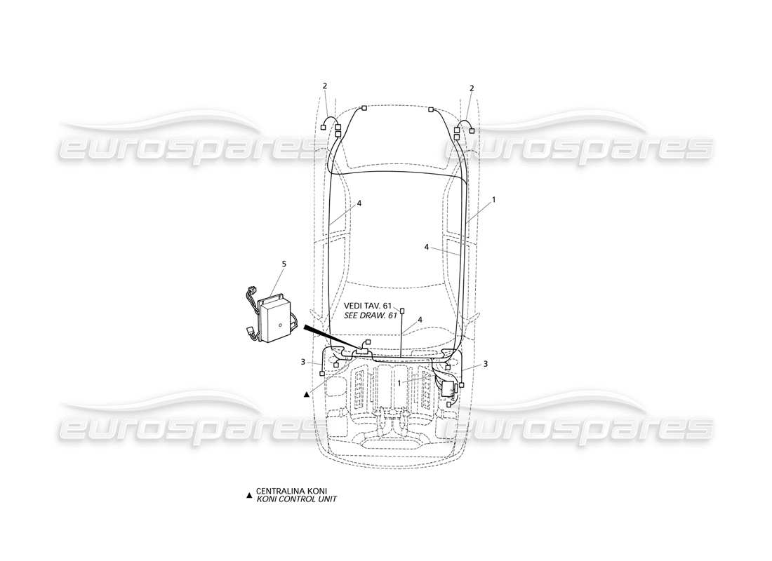 maserati qtp v8 evoluzione elektrisches system: abs und „koni“-federung teilediagramm