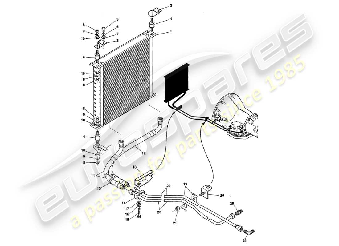 aston martin v8 volante (2000) teilediagramm getriebekühlung