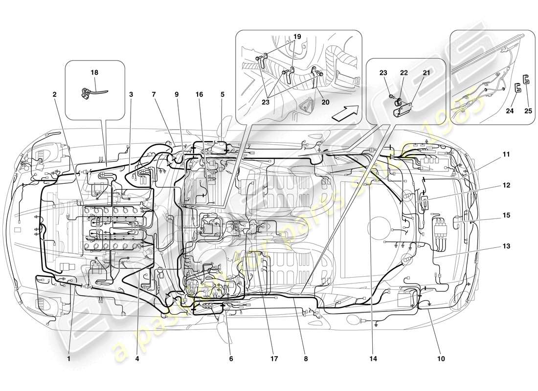 ferrari 599 gtb fiorano (rhd) elektrisches system teilediagramm