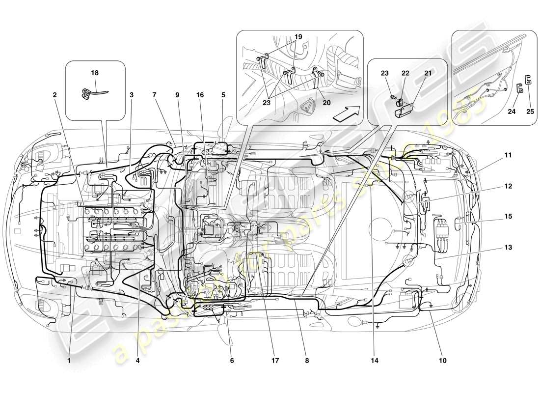 ferrari 599 gtb fiorano (usa) teilediagramm des elektrischen systems