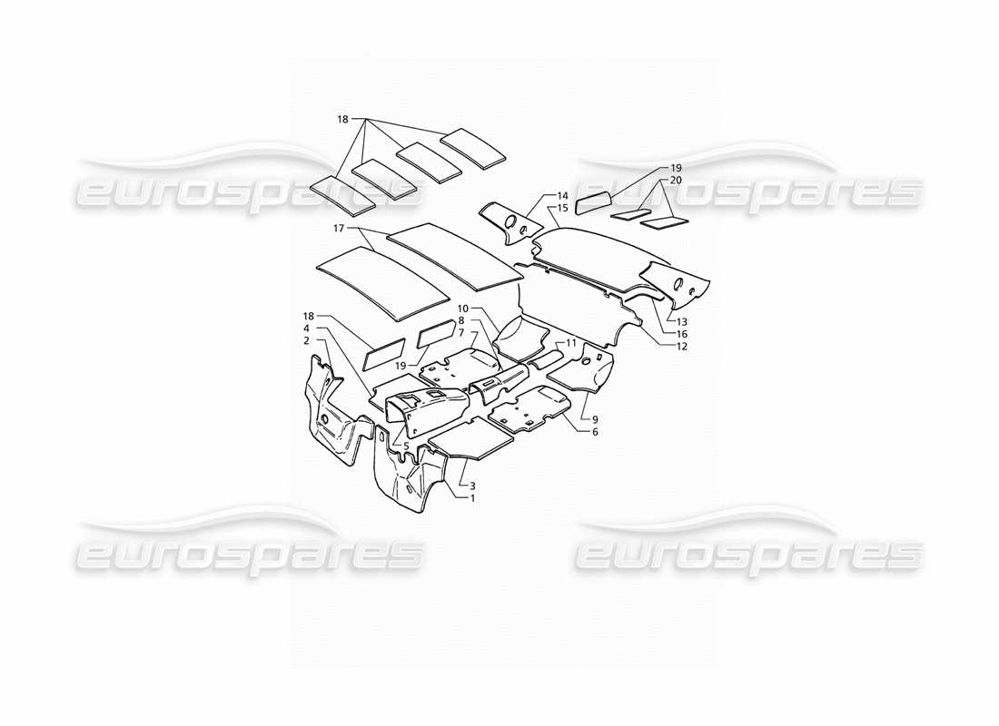 maserati qtp. 3.2 v8 (1999) isolierung teilediagramm