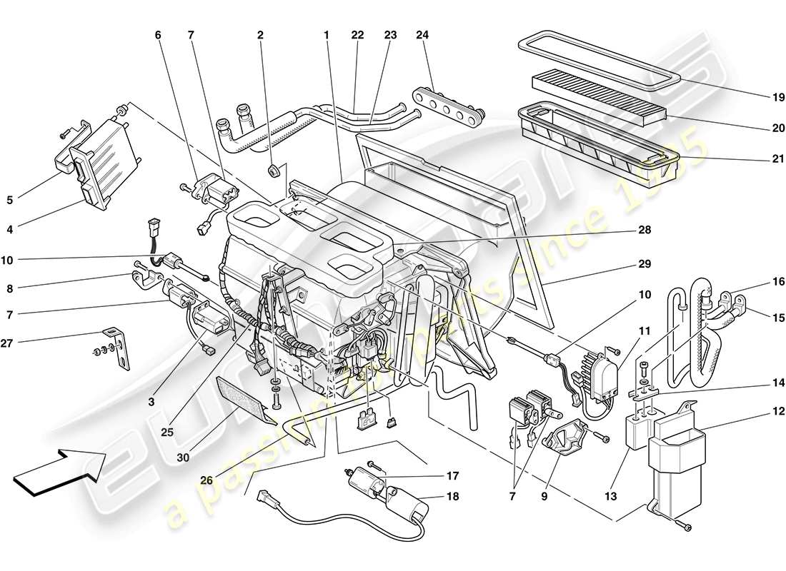 ferrari f430 coupe (rhd) verdampfereinheit teilediagramm