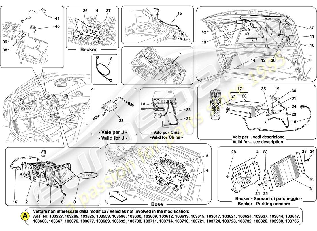 ferrari california (usa) infotainmentsystem - teilediagramm