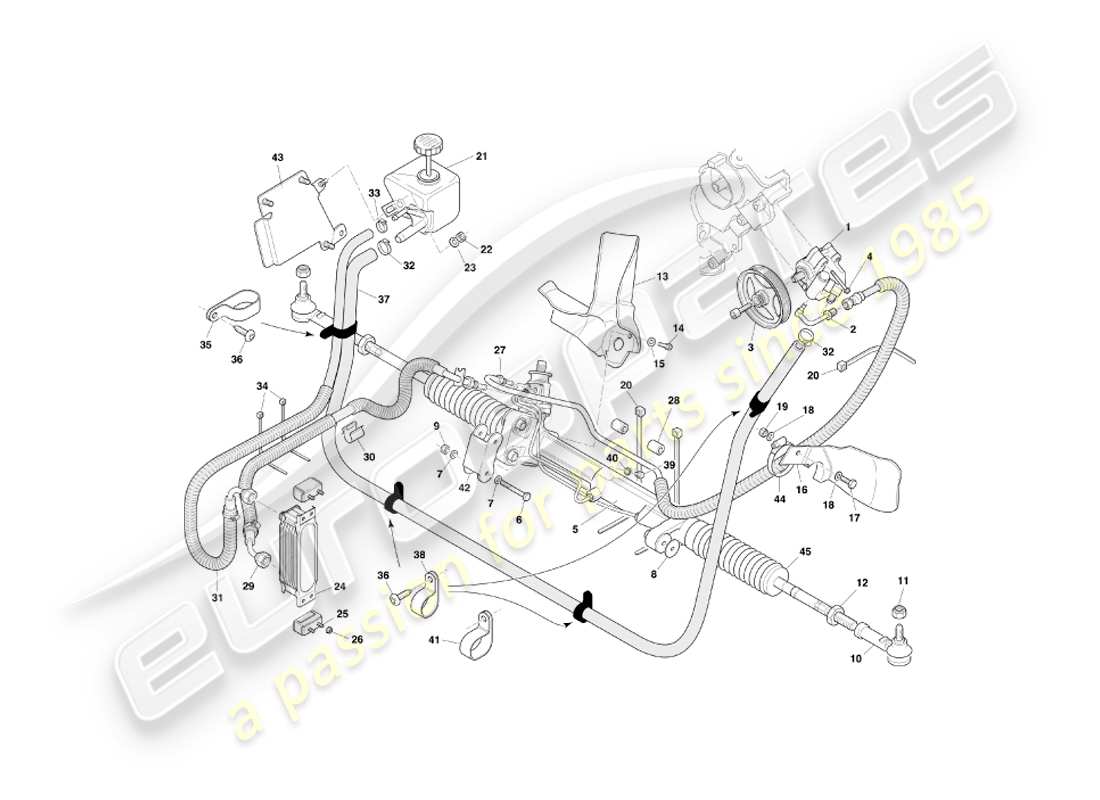 aston martin db7 vantage (1999) servolenkung - teilediagramm