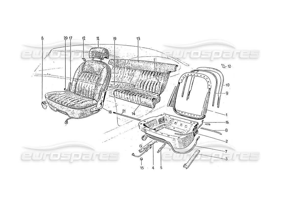 ferrari 330 gt 2+2 (coachwork) sitze (ausgabe) 2 + 3) teilediagramm