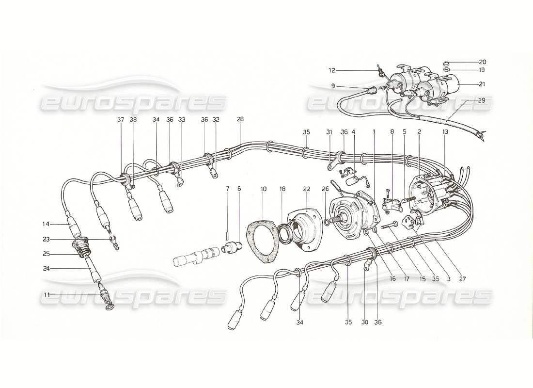 ferrari 308 gt4 dino (1976) motorzündung (1-händler) teilediagramm