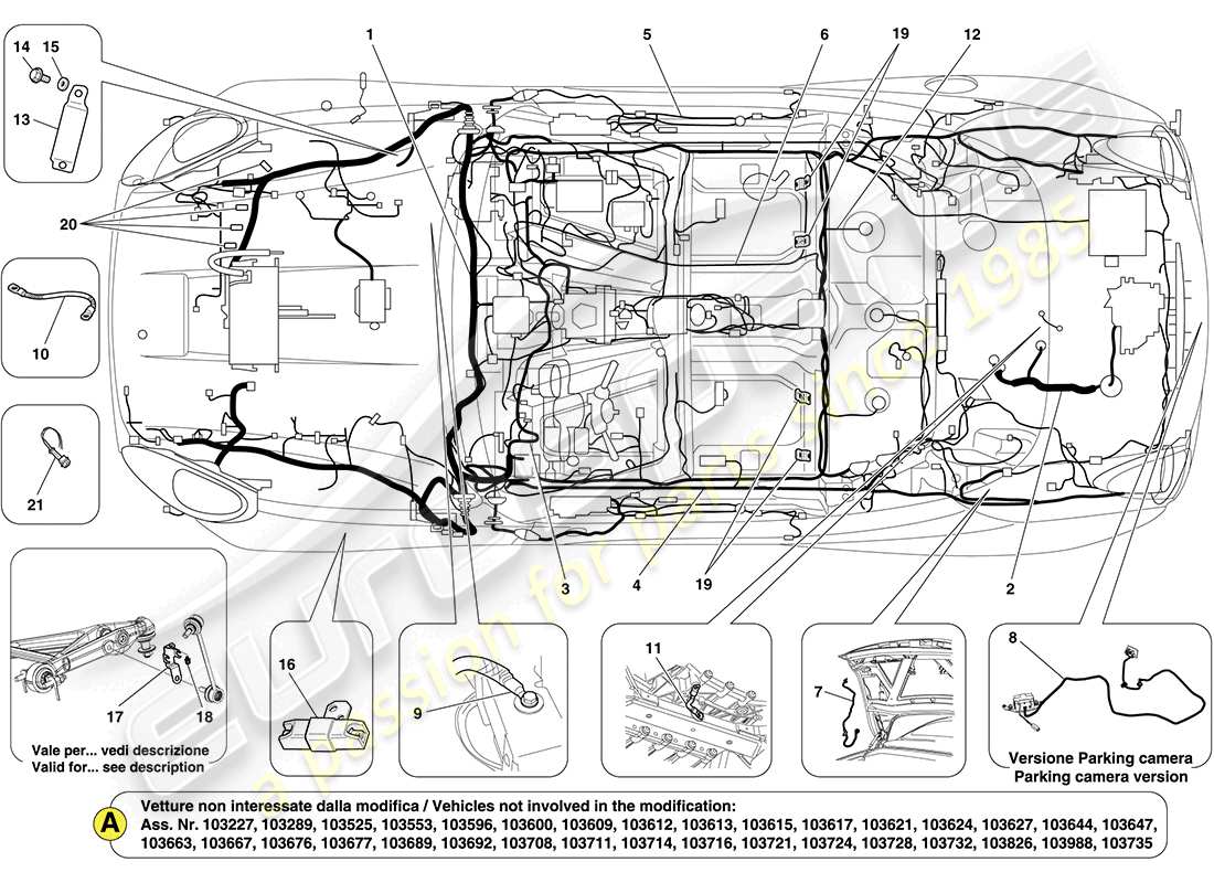 ferrari california (usa) hauptkabelbäume teilediagramm