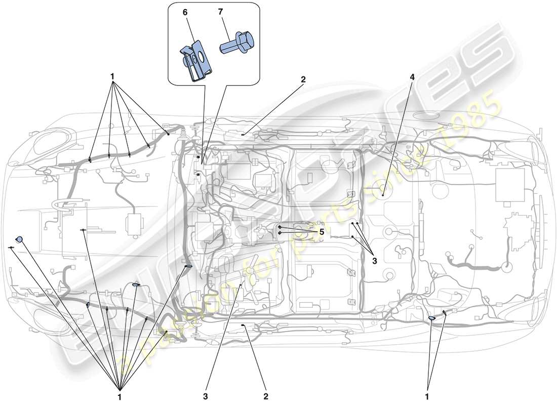 ferrari california (usa) verschiedene befestigungen für die elektrische anlage teilediagramm