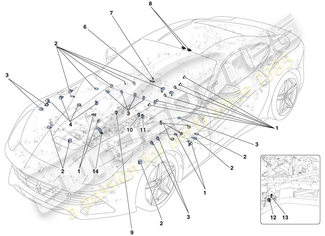 ferrari f12 berlinetta (europe) verschiedene befestigungen für die elektrische anlage teilediagramm