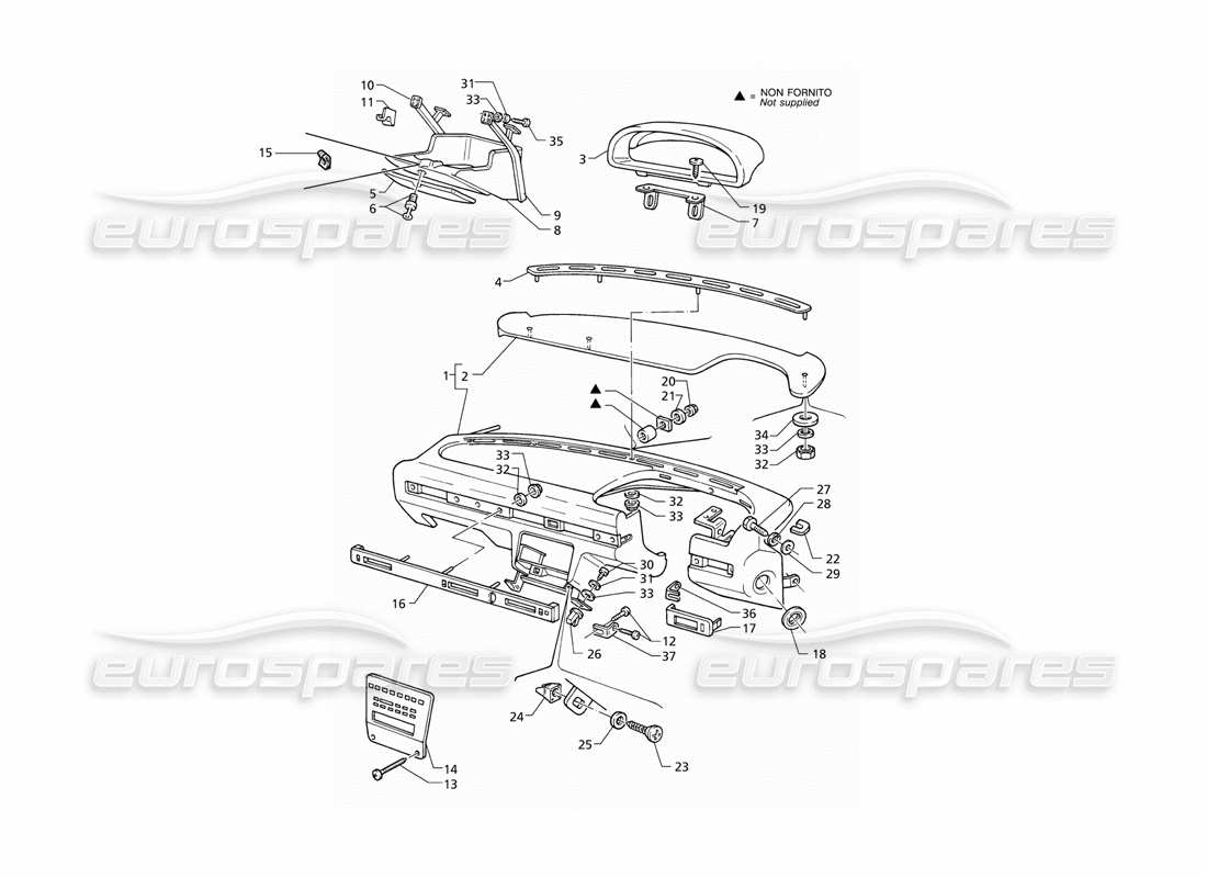 maserati qtp v6 (1996) instrument panel (rhd) part diagram