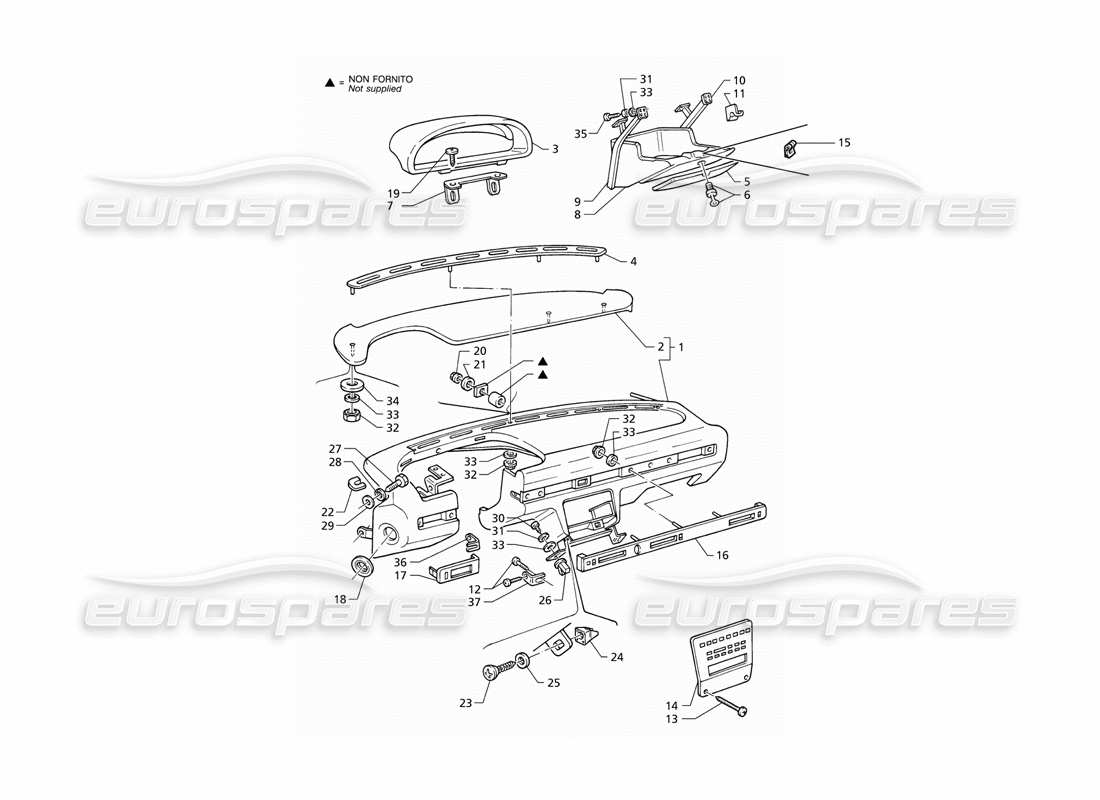 maserati qtp v6 (1996) instrument panel (lhd) part diagram