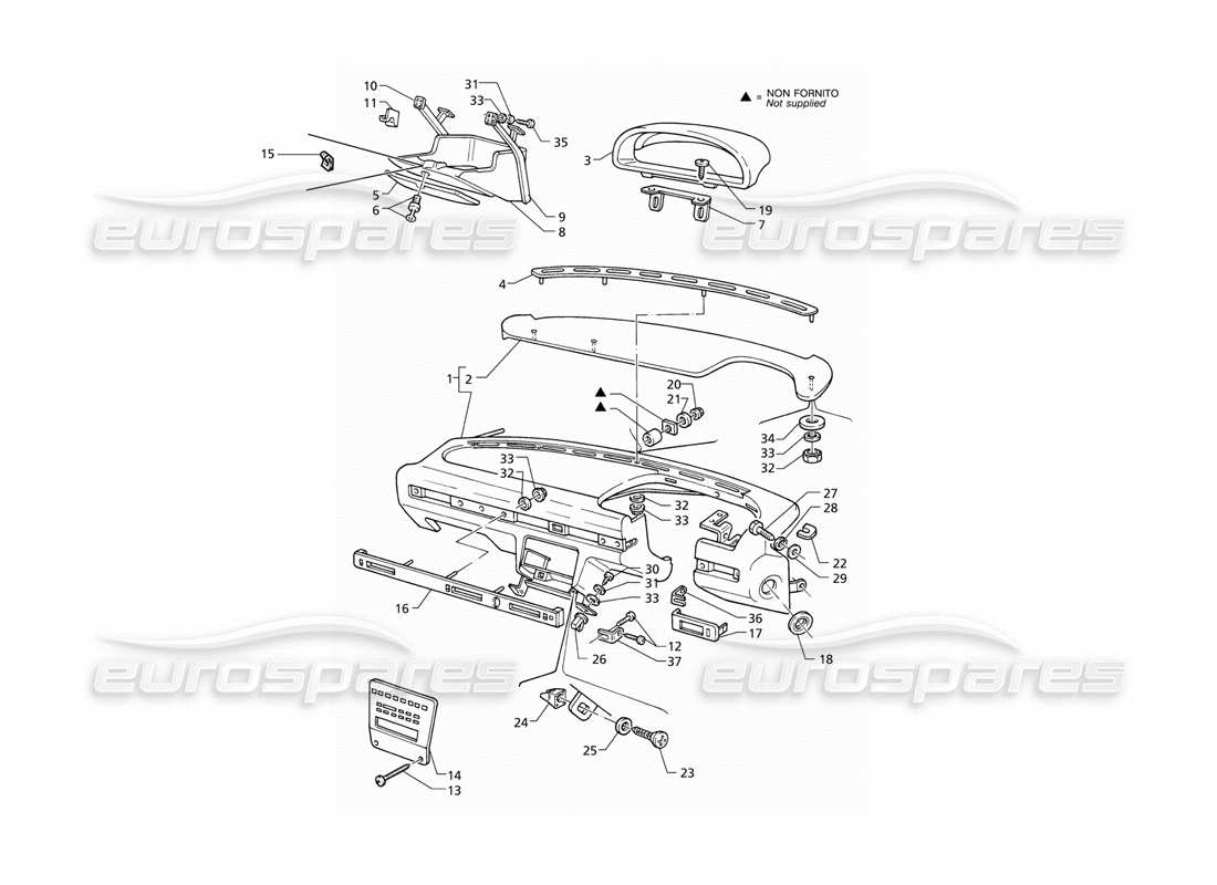 maserati qtp v8 (1998) teilediagramm für instrumententafel (rhd)