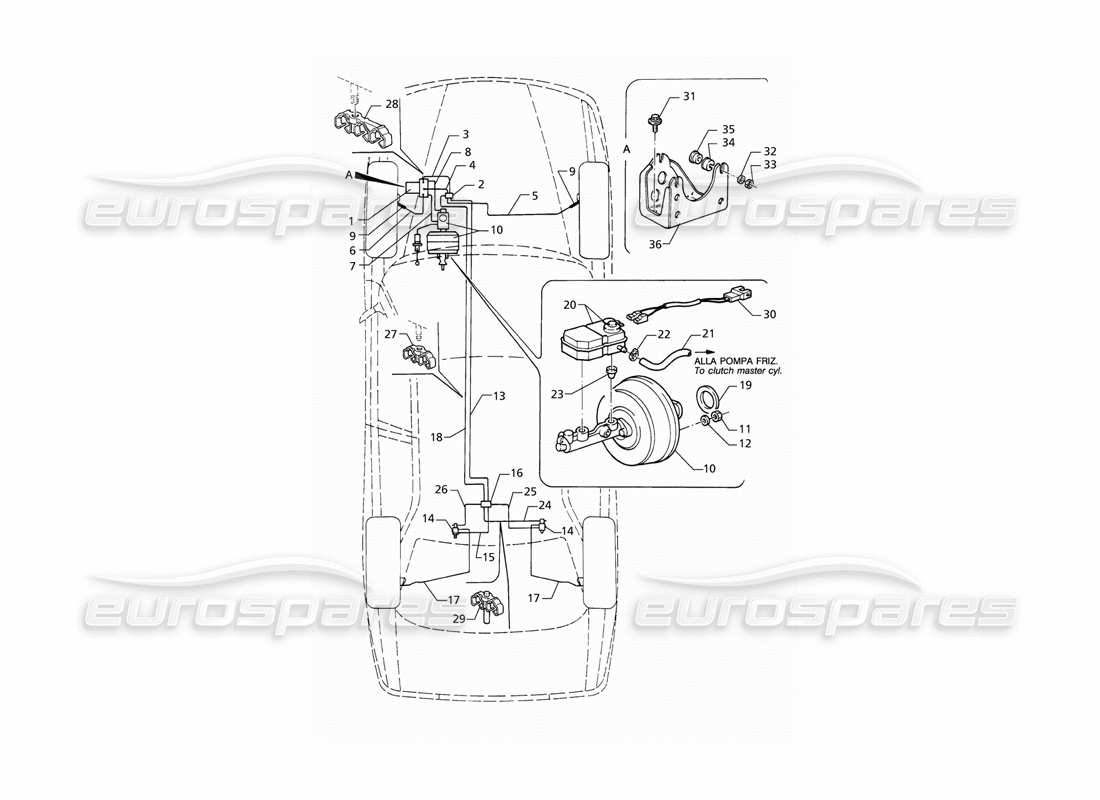 maserati qtp v6 (1996) abs-hydraulikbremsleitungen (lhd) teilediagramm