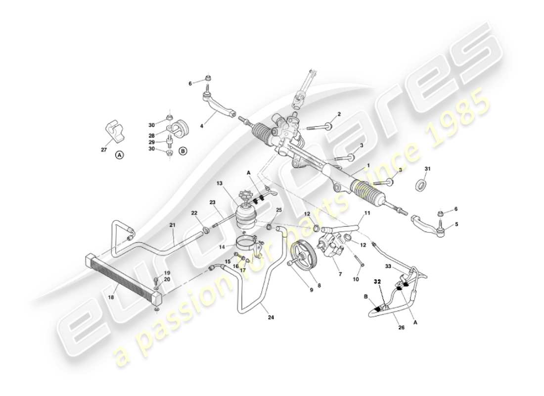 aston martin vanquish (2003) servolenkung - teilediagramm