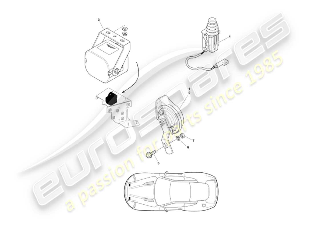 aston martin vanquish (2004) teilediagramm für motorraumkomponenten