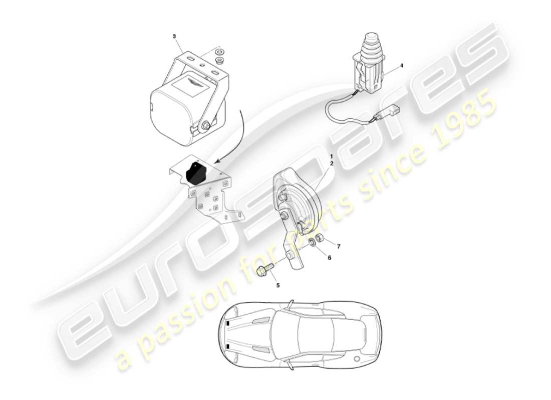 aston martin vanquish (2002) teilediagramm für motorraumkomponenten