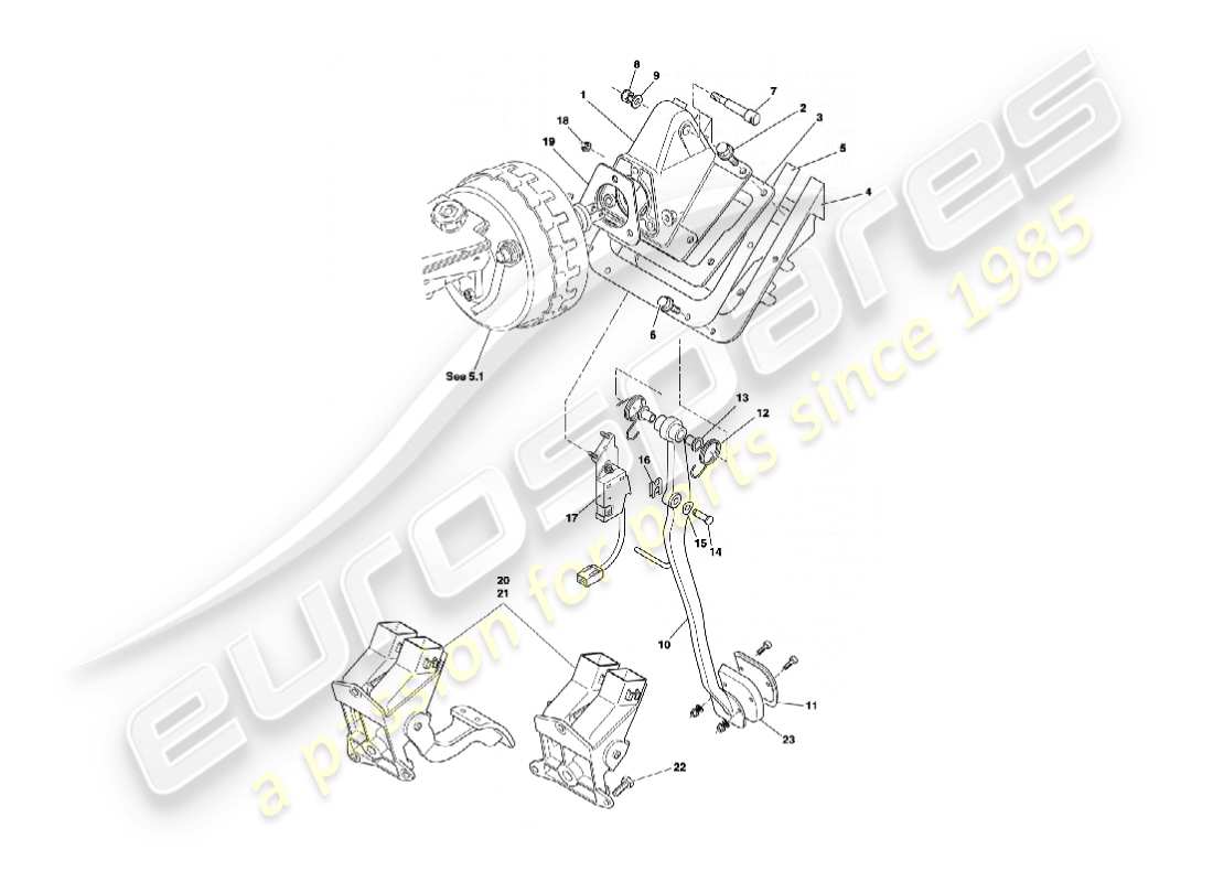aston martin vanquish (2004) teilediagramm des pedalgetriebes