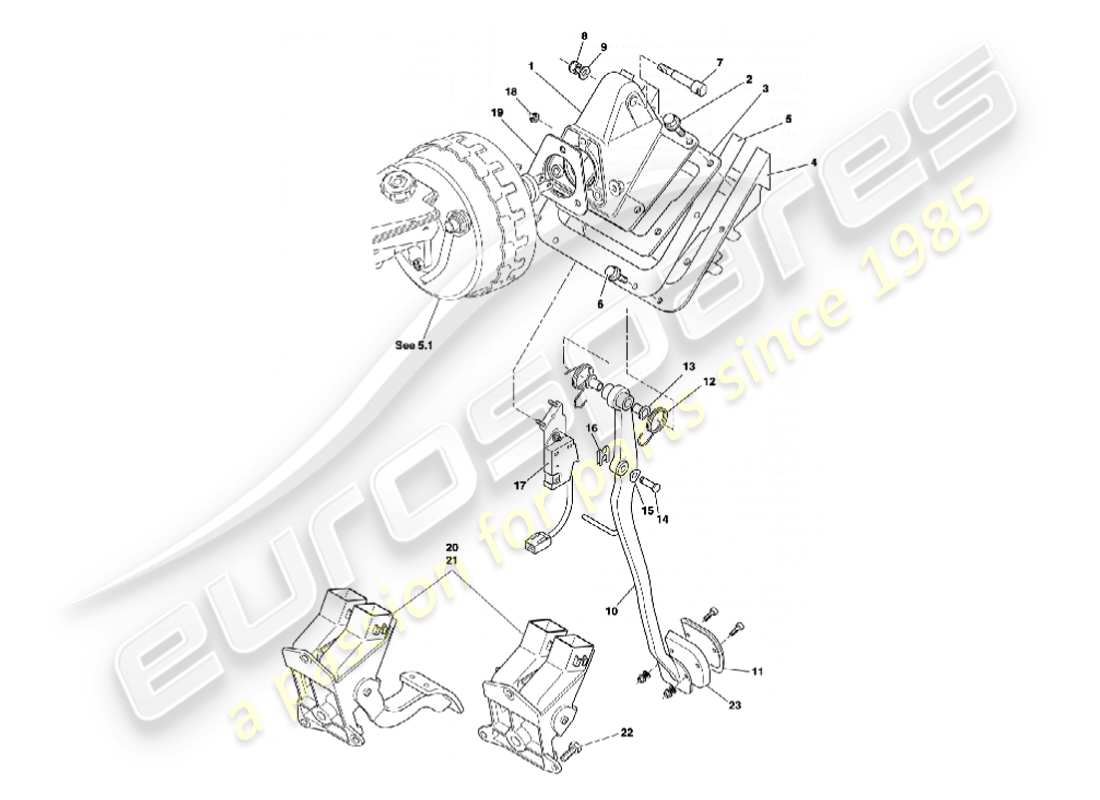 aston martin vanquish (2003) teilediagramm des pedalgetriebes