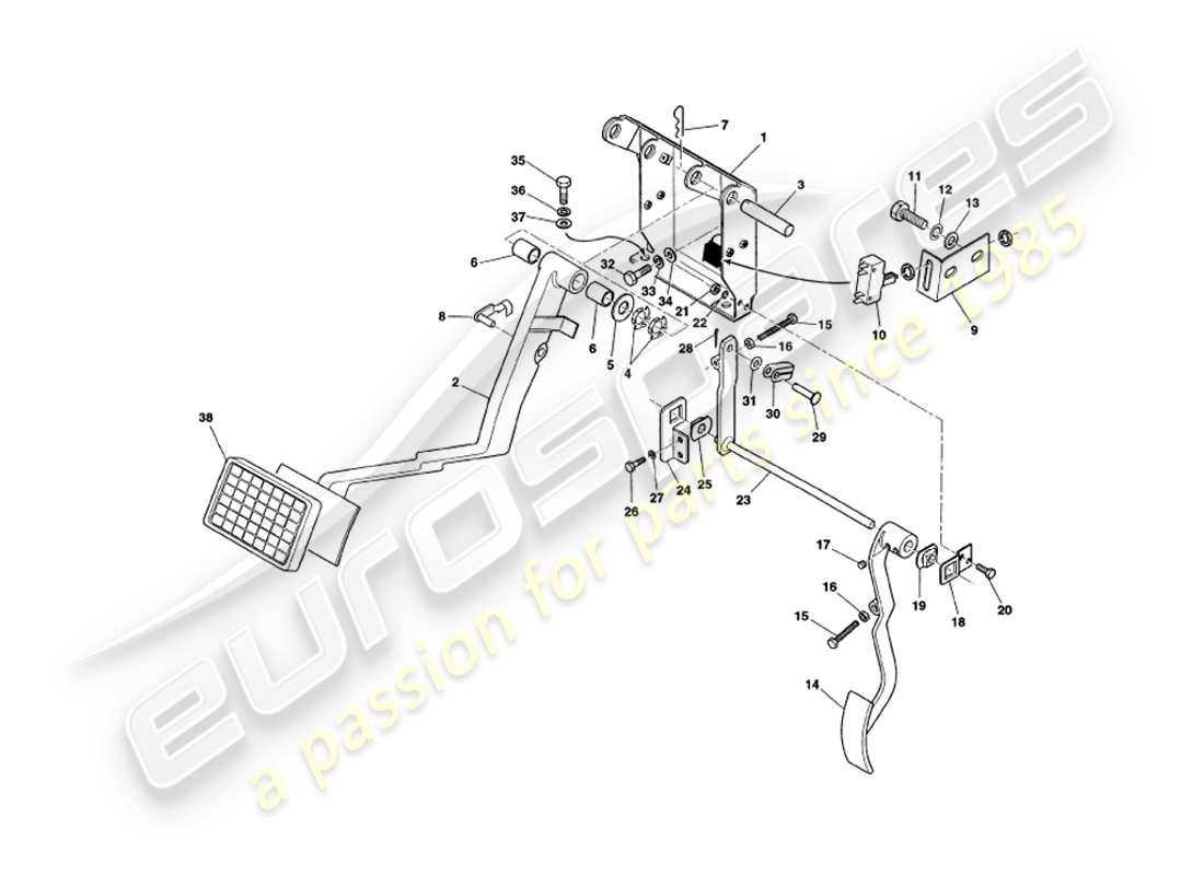 aston martin v8 coupe (2000) teilediagramm des pedalgetriebes
