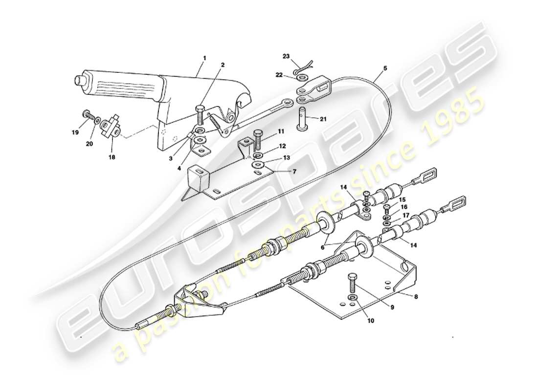 aston martin v8 volante (1998) handbremse ersatzteildiagramm