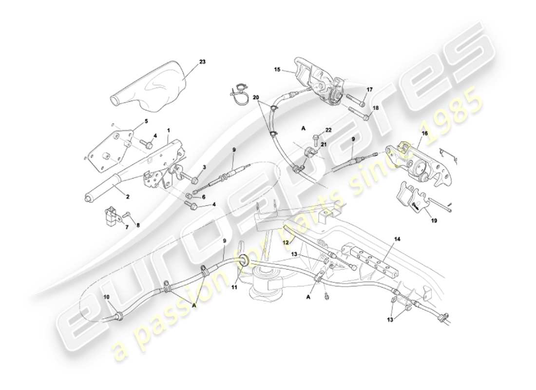 aston martin vanquish (2002) handbremse ersatzteildiagramm